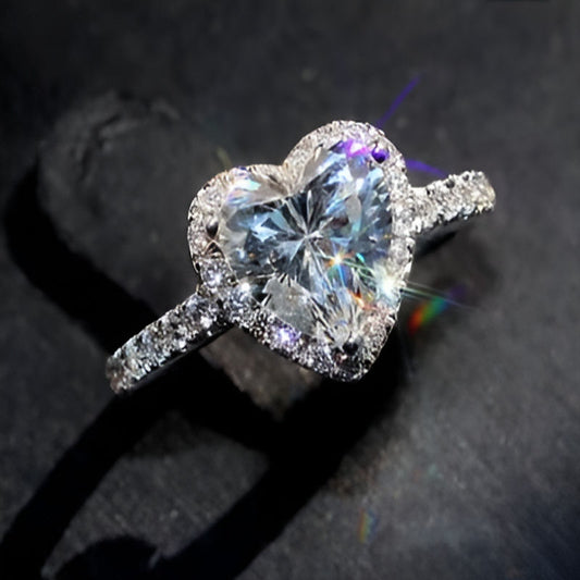 Vintage Heart Crystal Ring