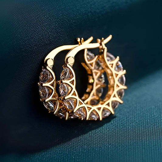 Gold Cubic Zirconia Hoop Earrings