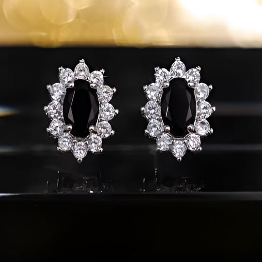 Vintage Black Full Zircon Stud Earrings