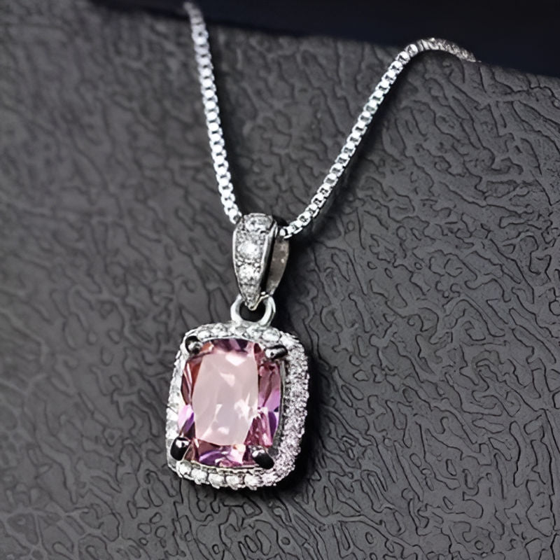 Vintage Pink Cubic Zirconia Pendant Necklace