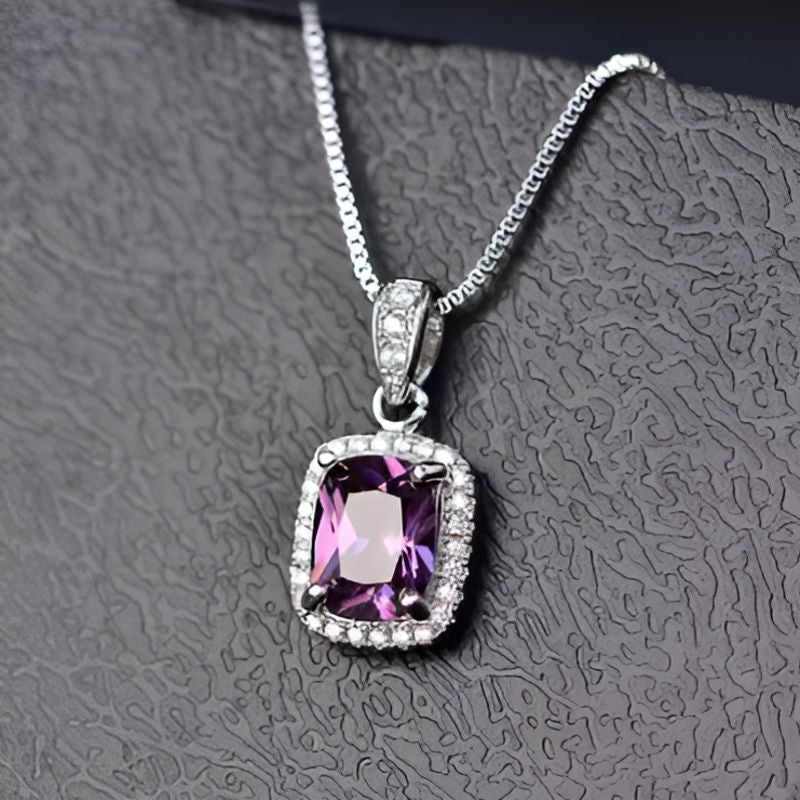 Vintage Purple Cubic Zirconia Pendant Necklace