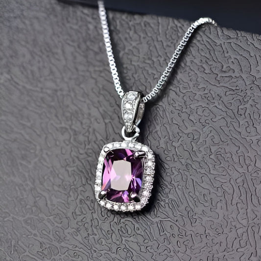 Vintage Purple Cubic Zirconia Pendant Necklace