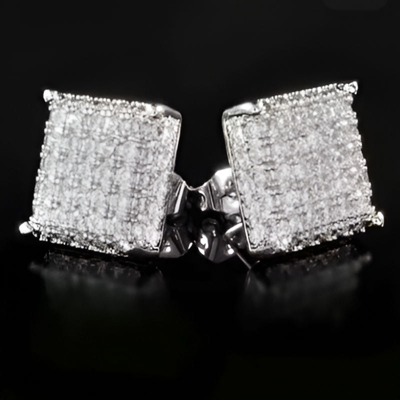 Silver Minimalist Square Stud Earrings