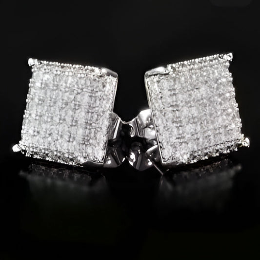 Silver Minimalist Square Stud Earrings