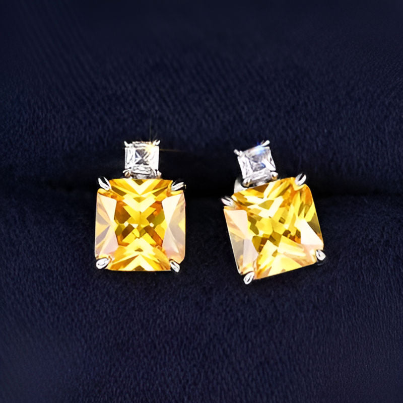 Vintage Yellow Zircon Temperament Earrings