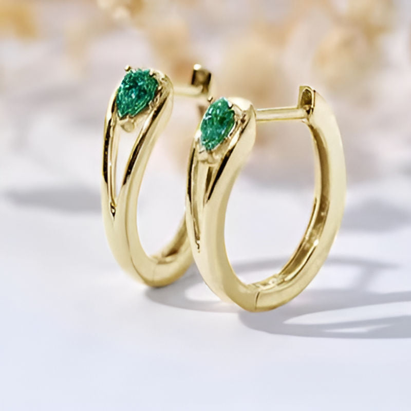 Vintage Green Minimalist Hoop Earrings