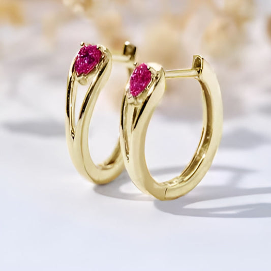 Vintage Red Minimalist Hoop Earrings