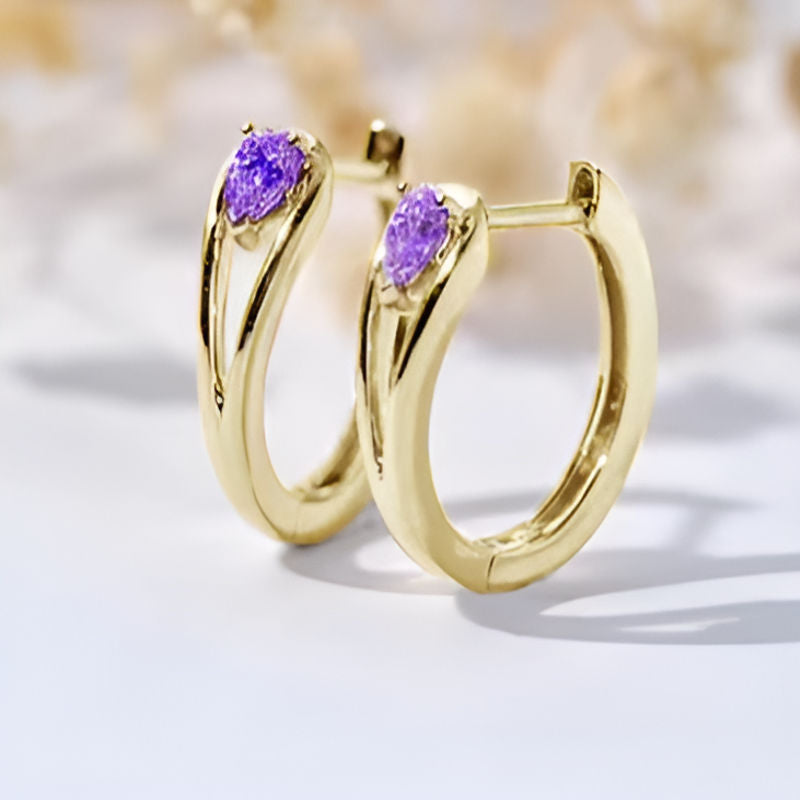 Vintage Purple Minimalist Hoop Earrings