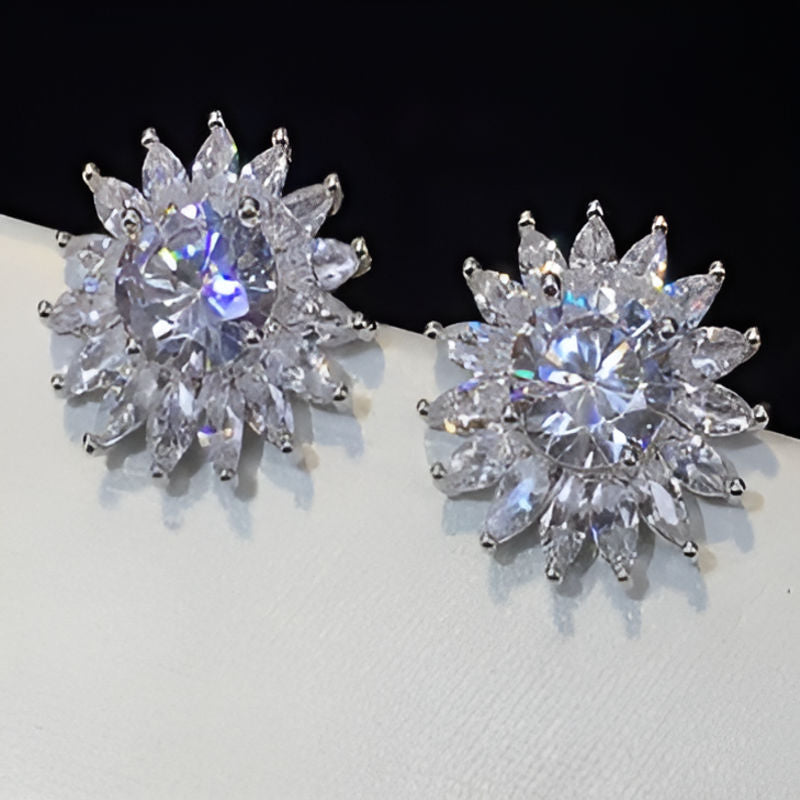 Silver Eternity Zirconia Flower Earrings