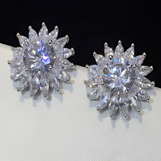 Silver Eternity Zirconia Flower Earrings