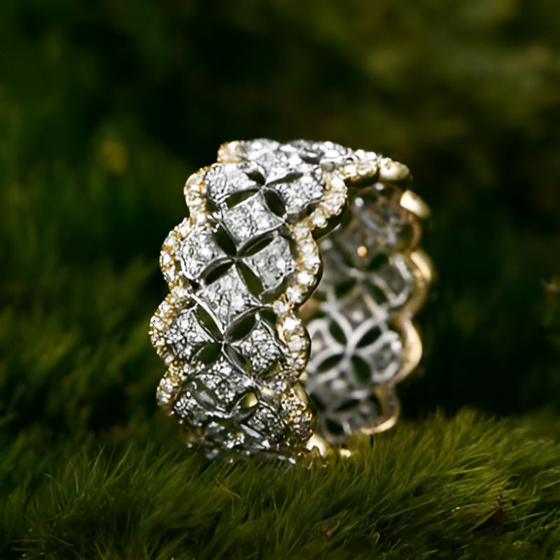 Gold Two Tone Cubic Zirconia Ring