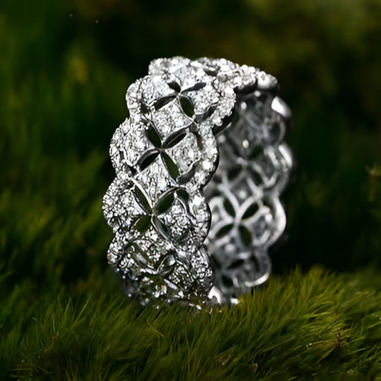 Silver Two Tone Cubic Zirconia Ring