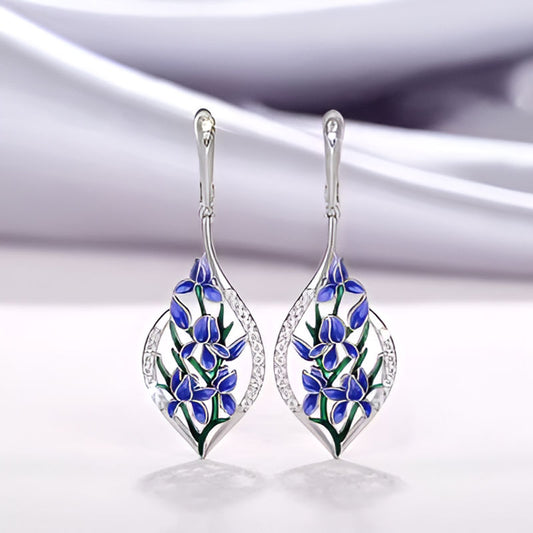 Vintage Orchid Flower Dangle Earrings