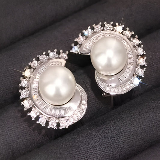 Vintage Simulated Pearl Pierced Earrings