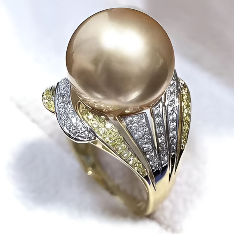 Vintage Champagne Simulated Pearl Ring