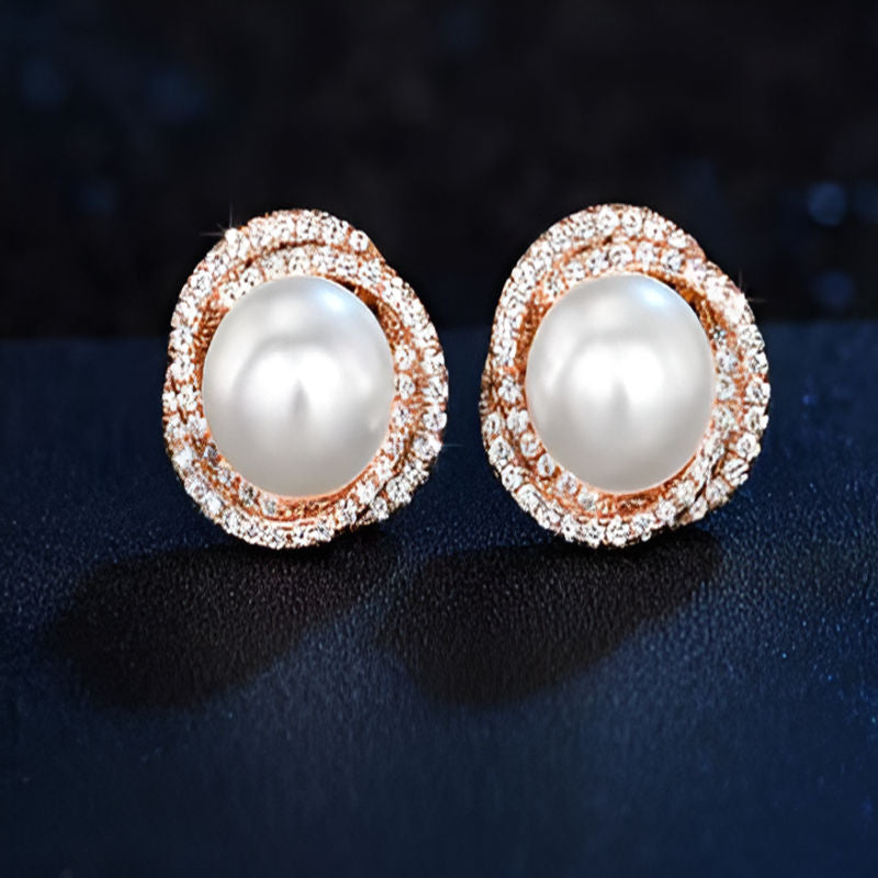 Vintage Pink Imitation Pearl Stud Earrings