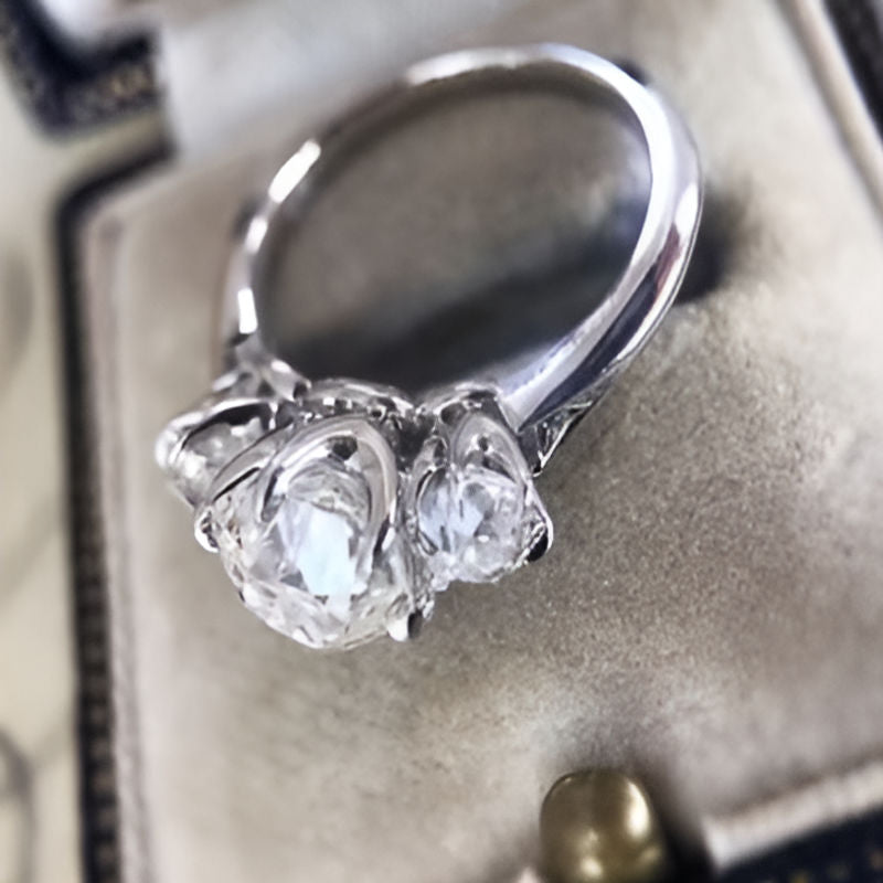 Silver Two Tone Cubic Zirconia Ring