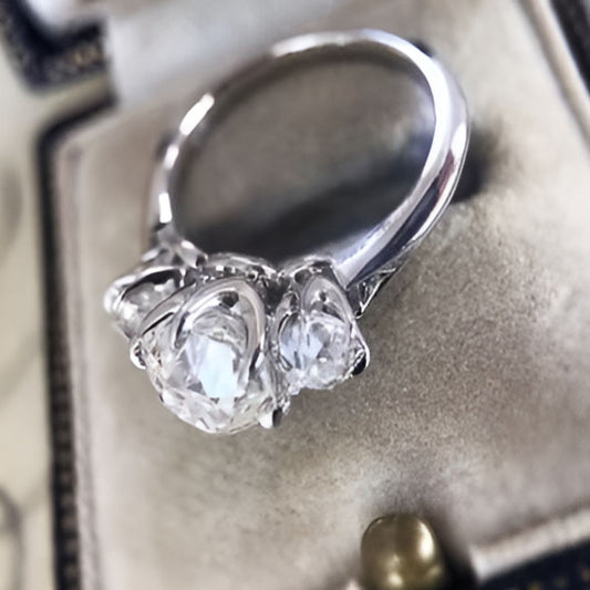 Silver Two Tone Cubic Zirconia Ring