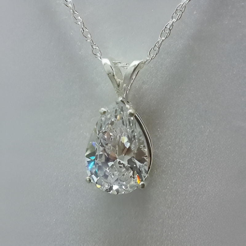 Vintage Crystal Pear White Stone Necklace