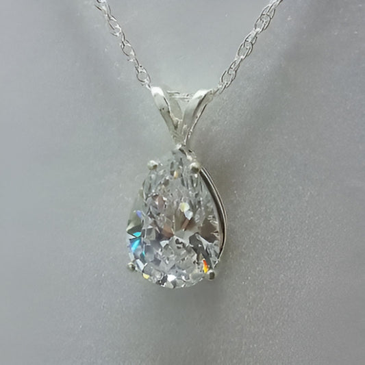 Vintage Crystal Pear White Stone Necklace