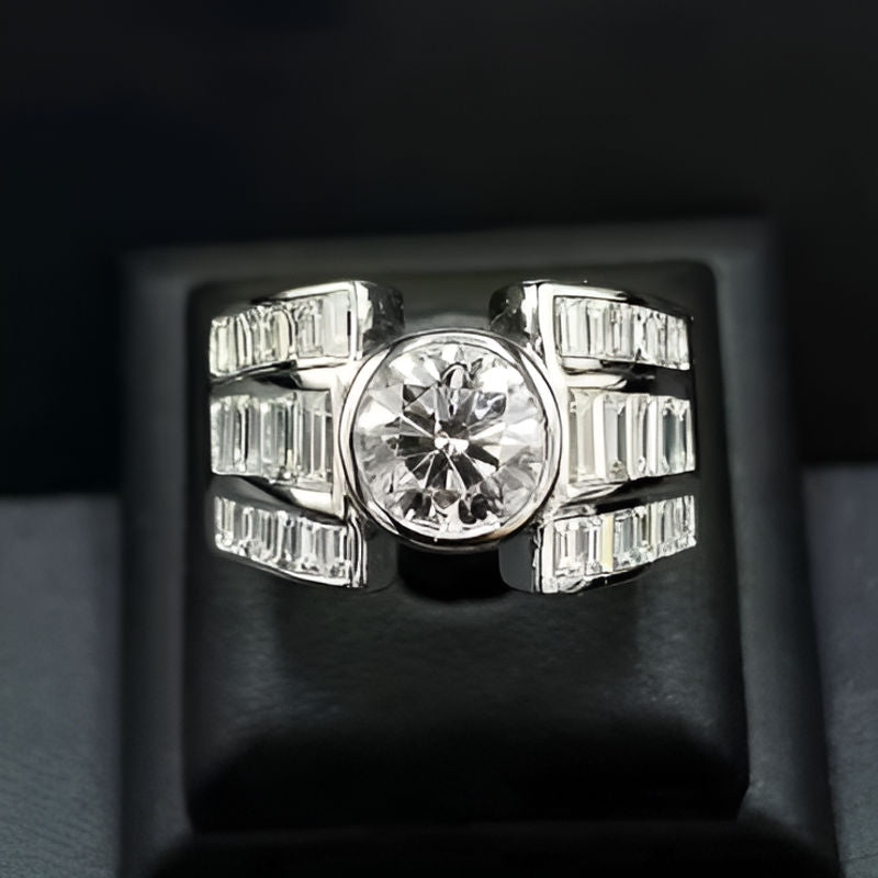Vintage Geometric Cubic Zirconia Ring