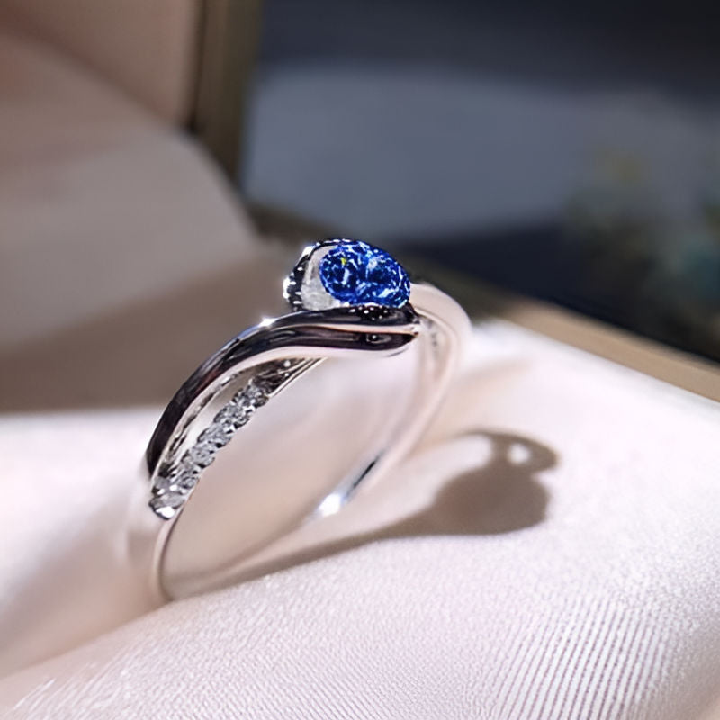 Vintage Blue Cubic Zirconia Ring