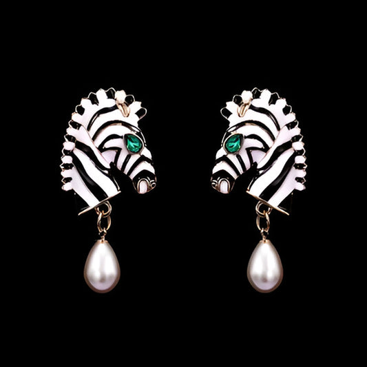 Vintage Zebra Head Shape Earrings