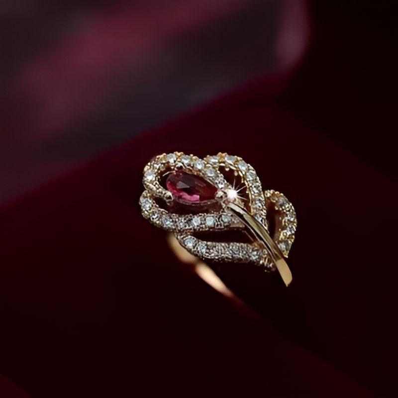 Vintage Rose Gold Leaf Ring