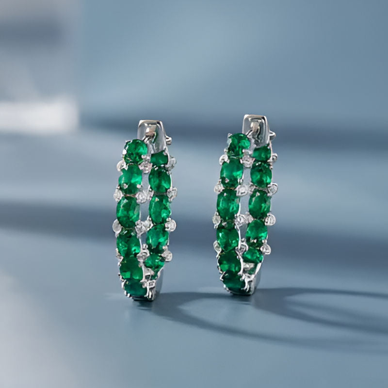 Vintage Green Hoop Earrings