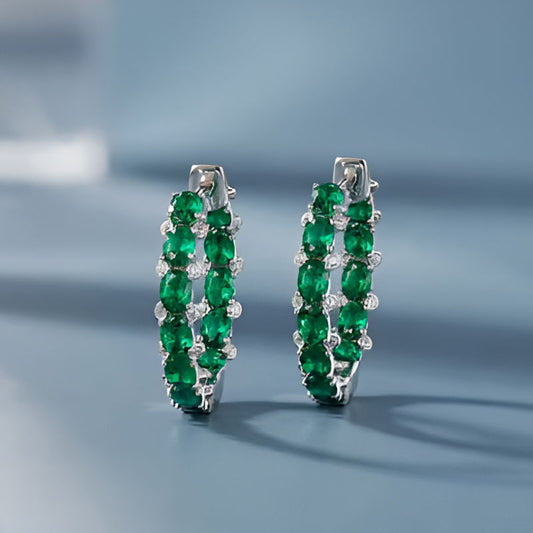Vintage Green Hoop Earrings