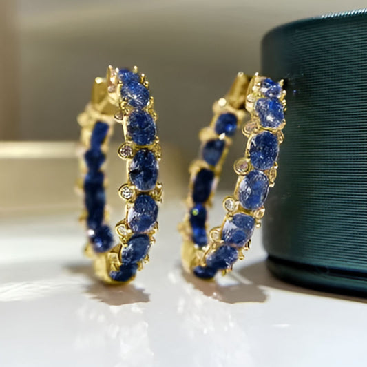 Vintage Blue Hoop Earrings