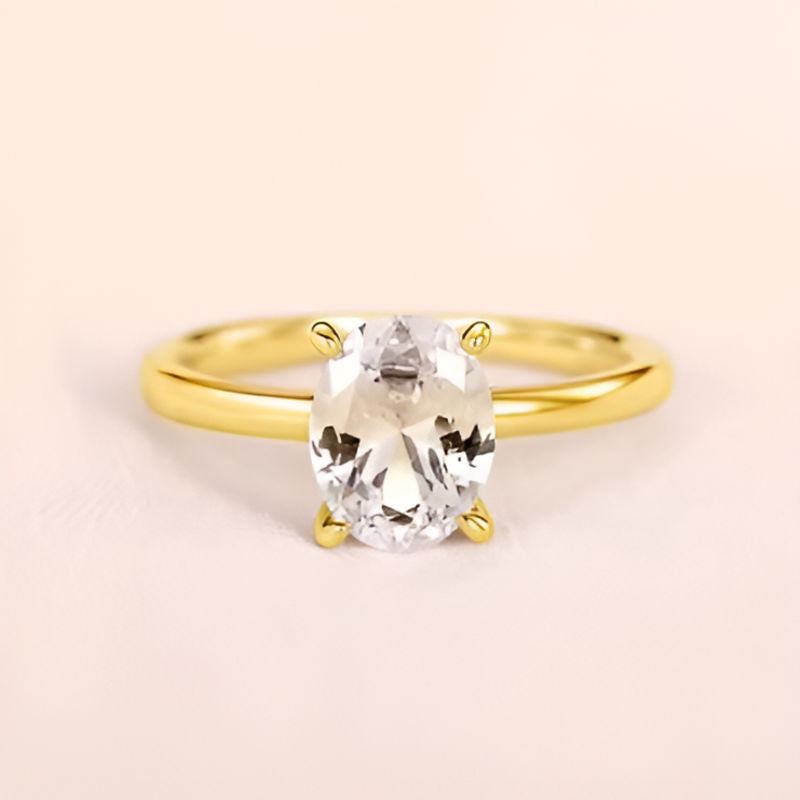 Gold Oval Cubic Zirconia Ring