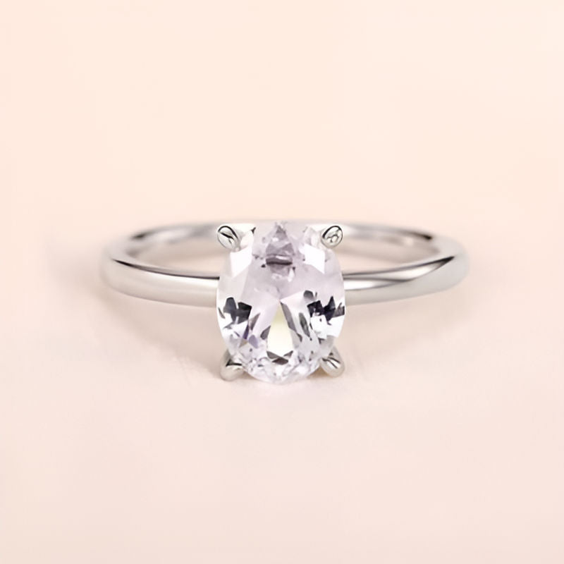 Silver Oval Cubic Zirconia Ring
