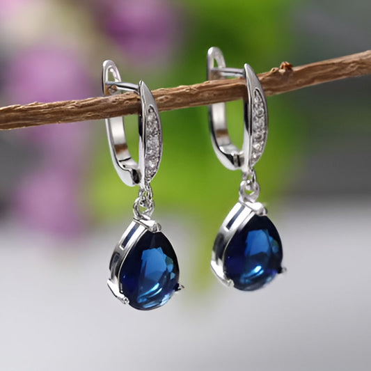 Vintage Noble Blue Dangle Earrings