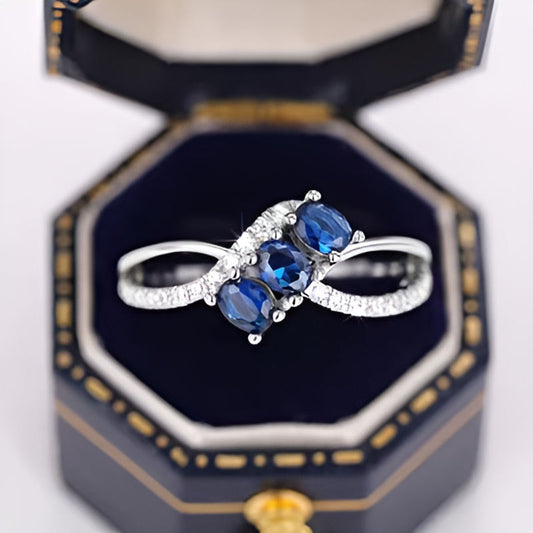 Vintage Blue Cubic Zirconia Ring
