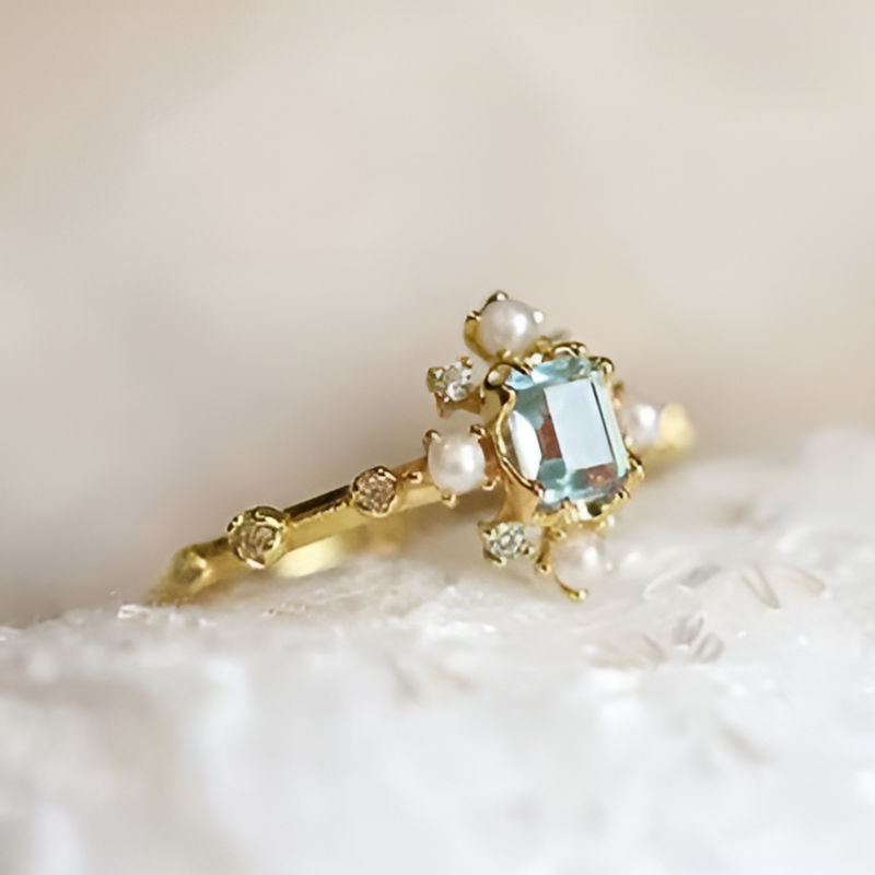 Vintage Simulated Pearl Zirconia Ring