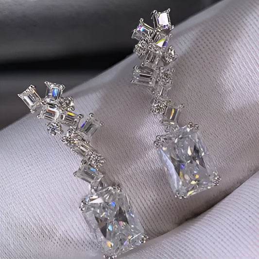 Vintage Geometric Cubic Zirconia Earrings