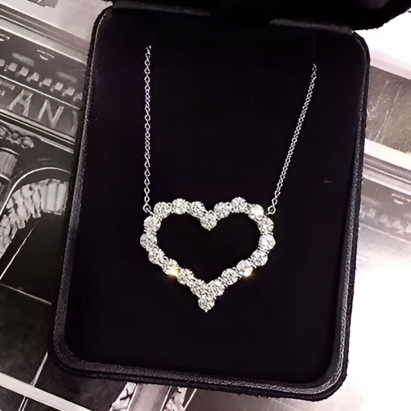 Vintage Hollow Heart Pendant Necklace