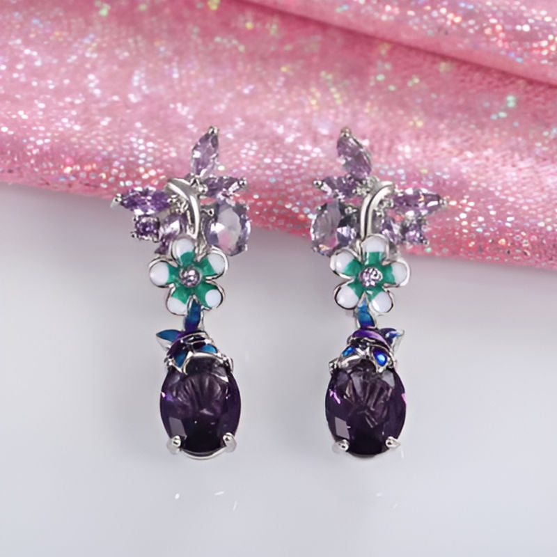Vintage Purple Butterfly Earrings