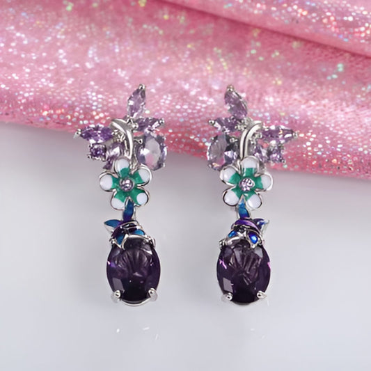 Vintage Purple Butterfly Earrings