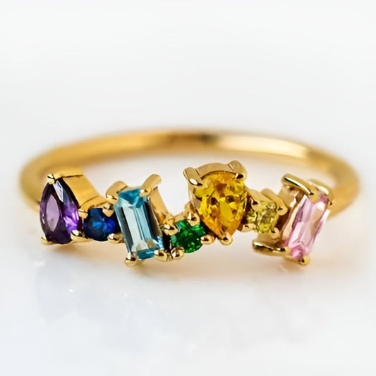 Vintage Colorful Cubic Zirconia Ring
