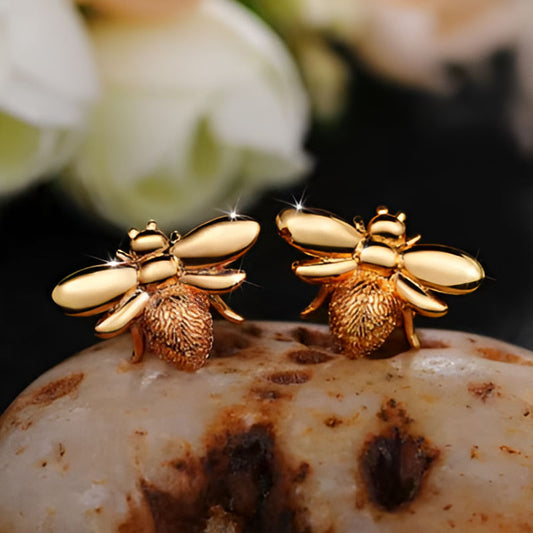 Gold Bee Earrings