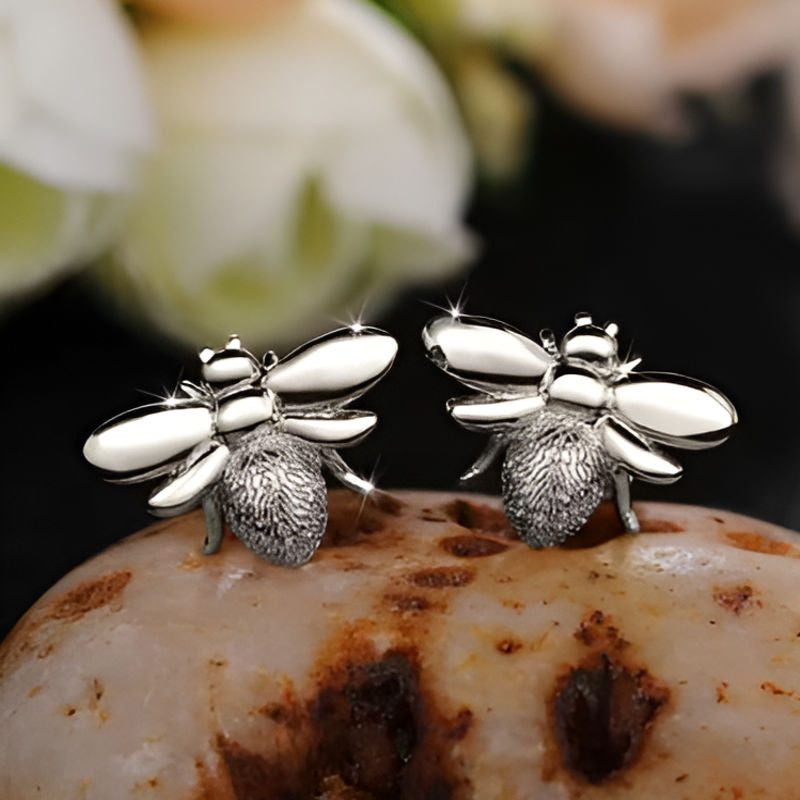 Silver Bee Earrings