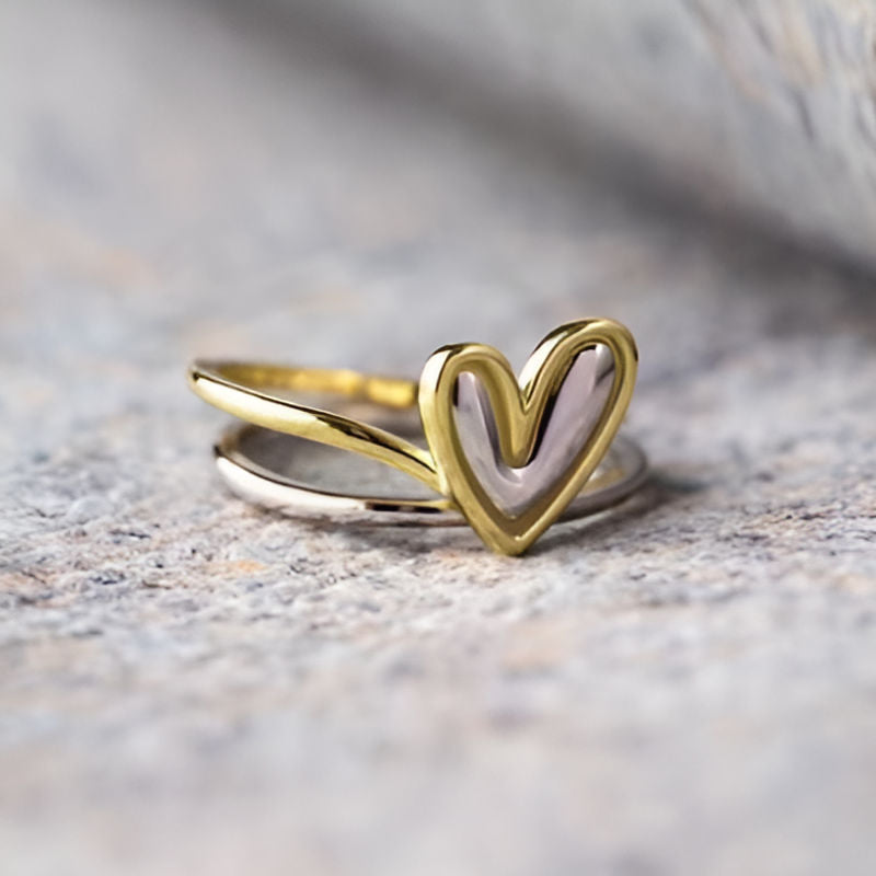Vintage Two Tone Heart Ring