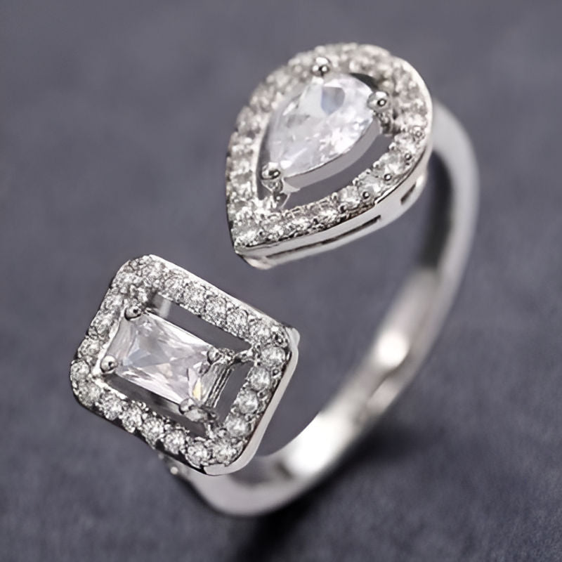 Silver White Geometric Shaped Ring