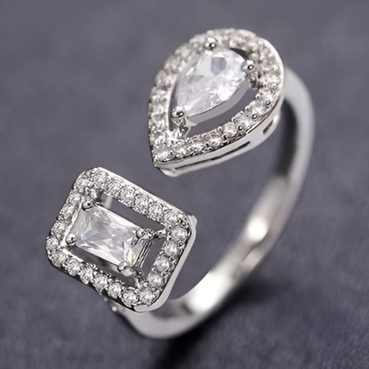 Silver White Geometric Shaped Ring