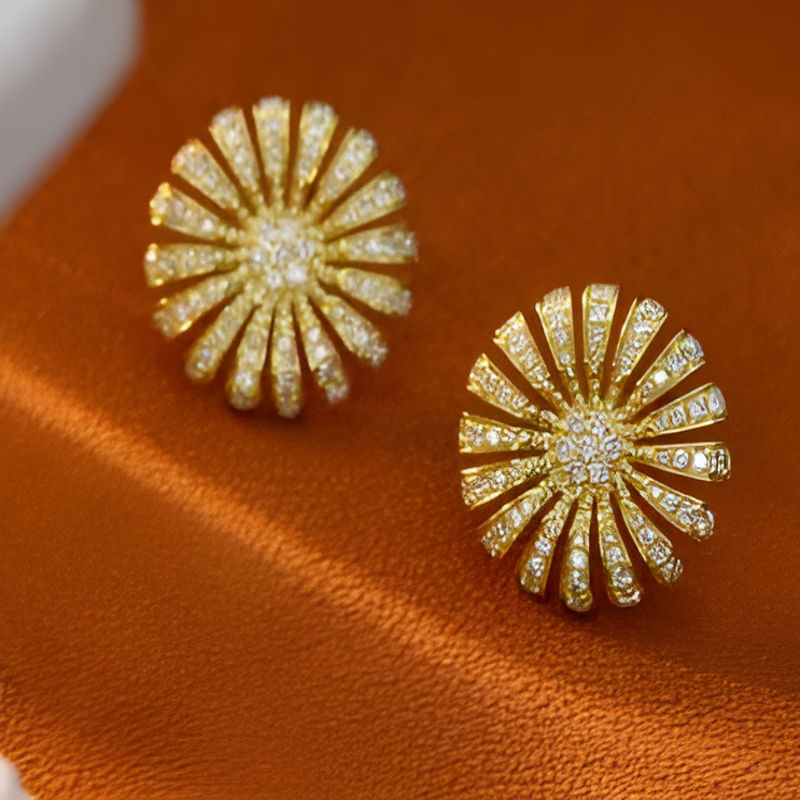 Vintage Graceful Gold Flower Earrings