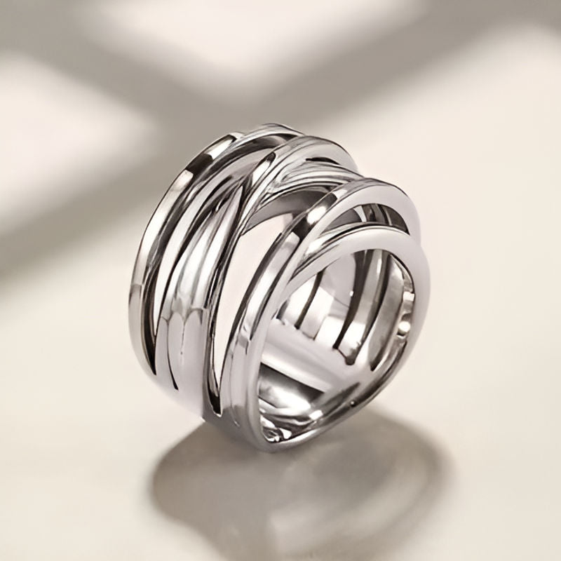 Vintage White Multi-layers Cross Ring