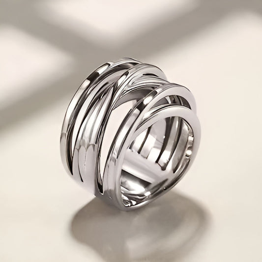 Vintage White Multi-layers Cross Ring