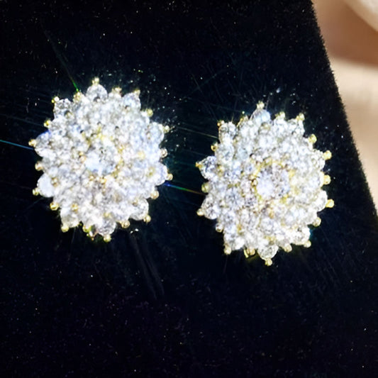 Gold Shinning Flower Pierced Earrings